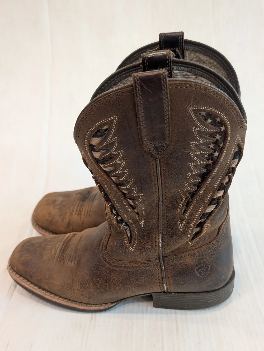 ARIAT Kids Distressed Brown Leather Western Cowboy Boots Size 3